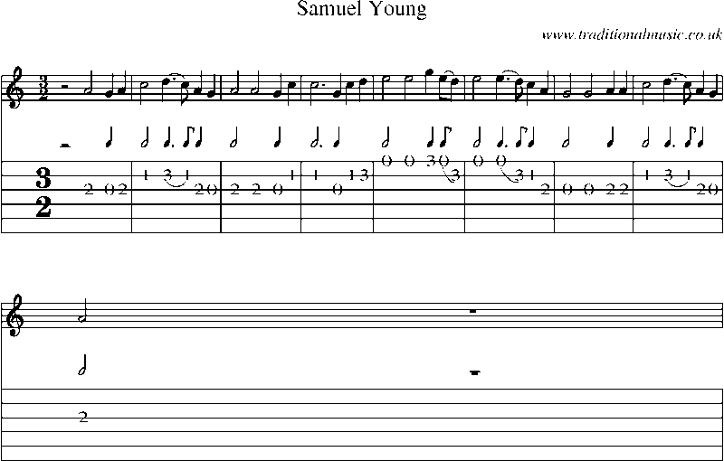 Guitar Tab and Sheet Music for Samuel Young