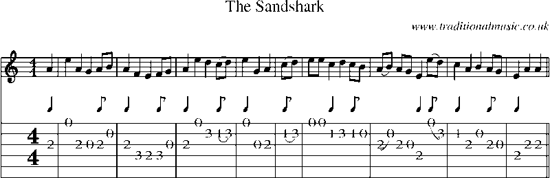 Guitar Tab and Sheet Music for The Sandshark