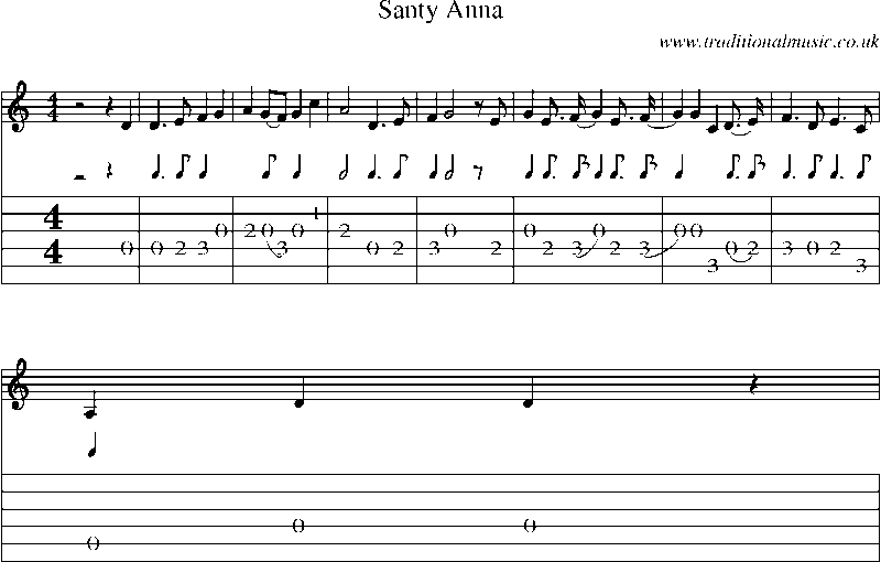 Guitar Tab and Sheet Music for Santy Anna