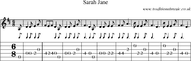 Guitar Tab and Sheet Music for Sarah Jane