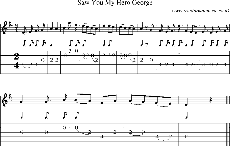 Guitar Tab and Sheet Music for Saw You My Hero George