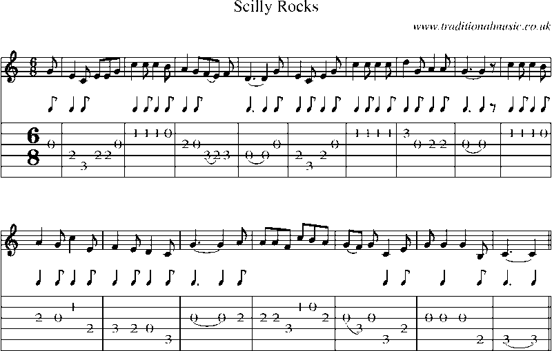 Guitar Tab and Sheet Music for Scilly Rocks