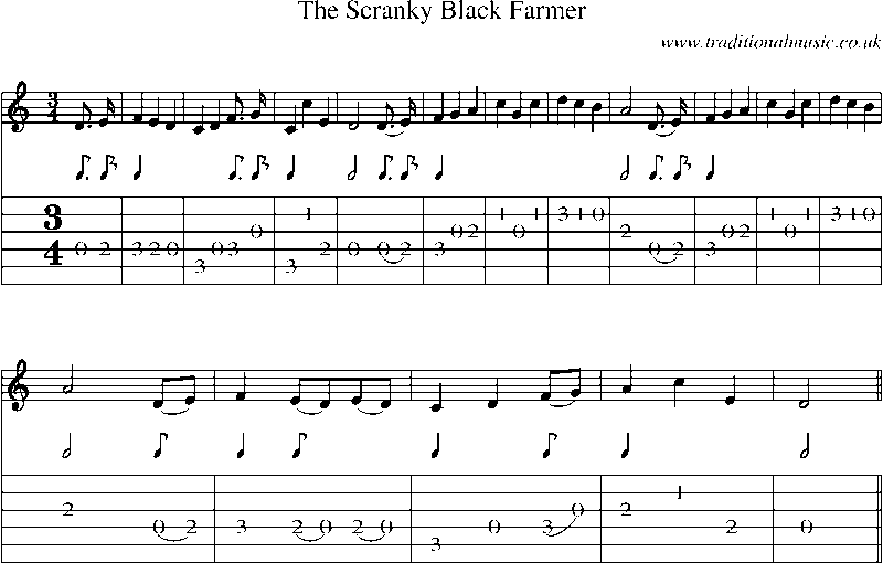 Guitar Tab and Sheet Music for The Scranky Black Farmer