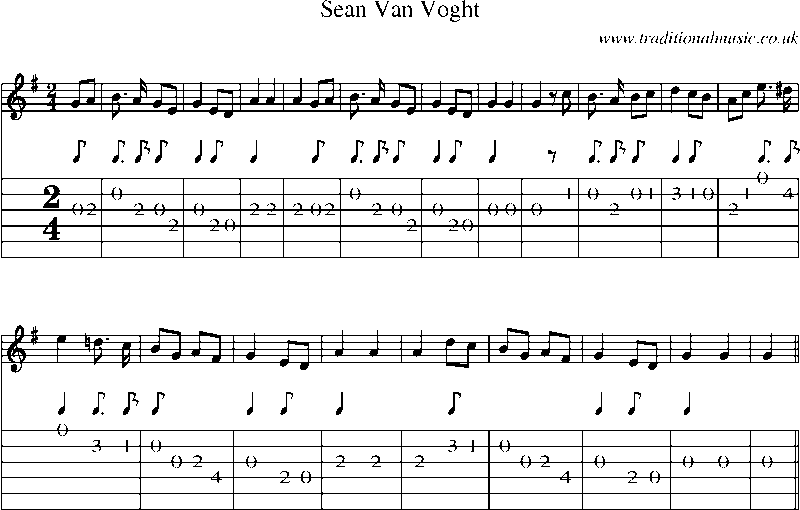 Guitar Tab and Sheet Music for Sean Van Voght