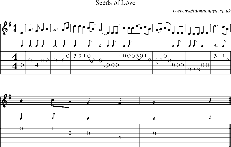 Guitar Tab and Sheet Music for Seeds Of Love