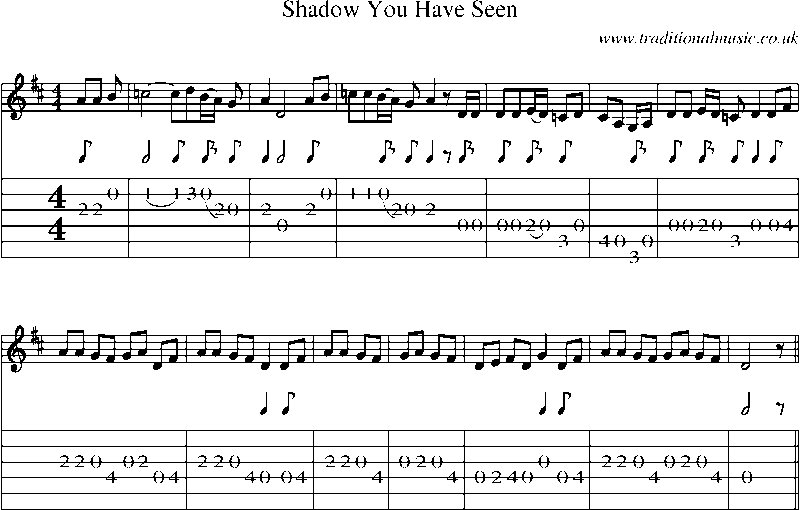 Guitar Tab and Sheet Music for Shadow You Have Seen
