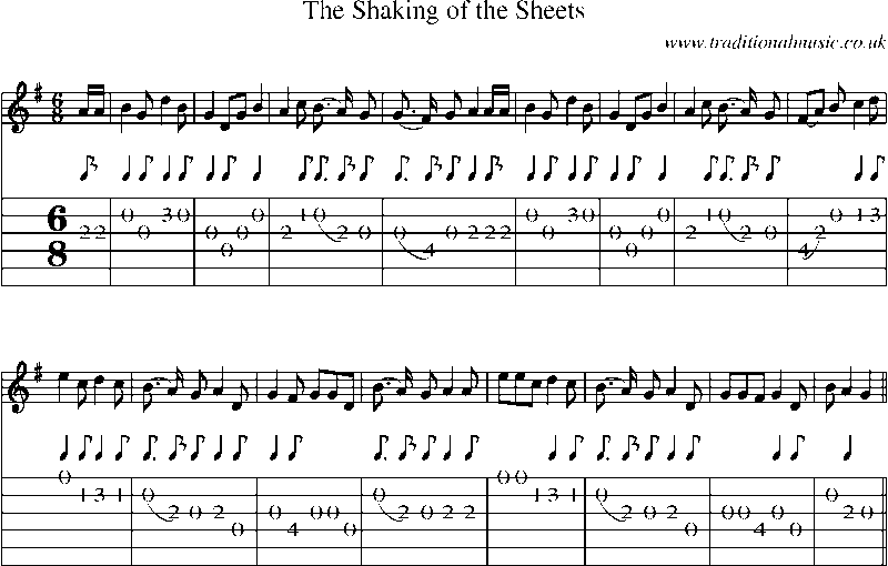 Guitar Tab and Sheet Music for The Shaking Of The Sheets