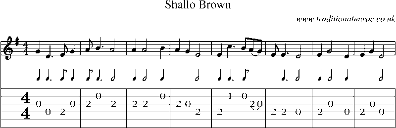 Guitar Tab and Sheet Music for Shallo Brown