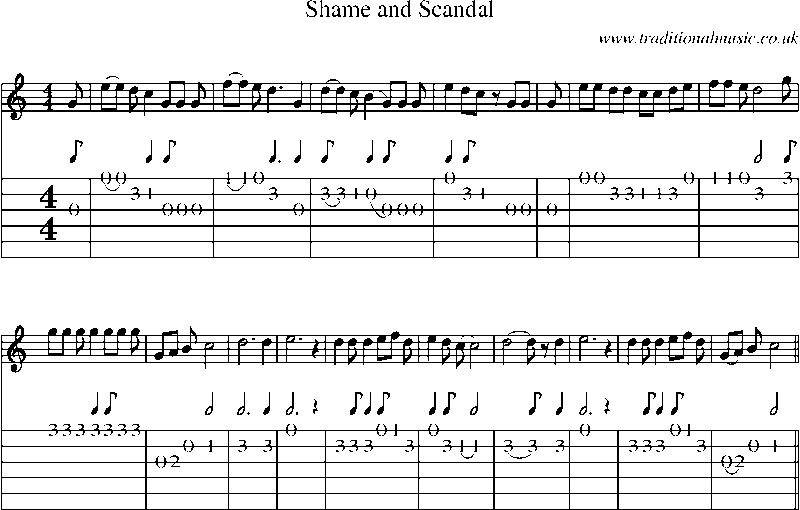 Guitar Tab and Sheet Music for Shame And Scandal