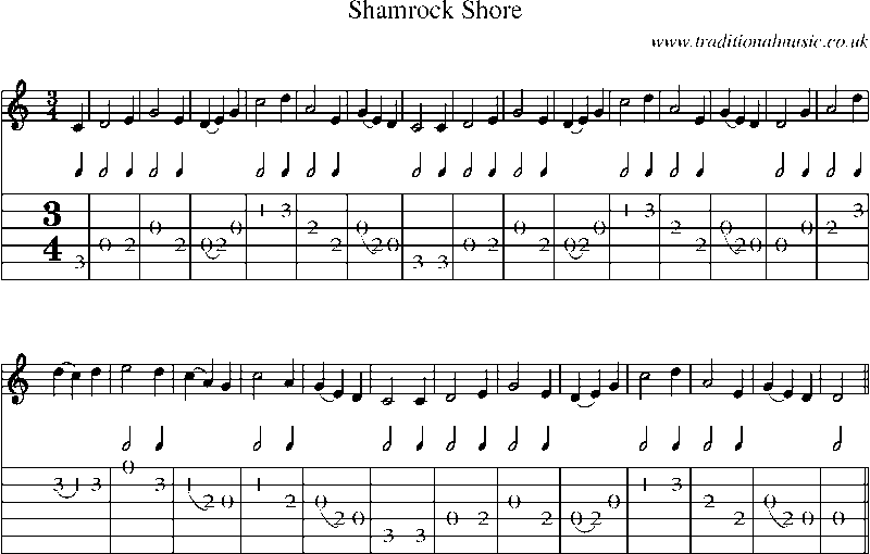 Guitar Tab and Sheet Music for Shamrock Shore