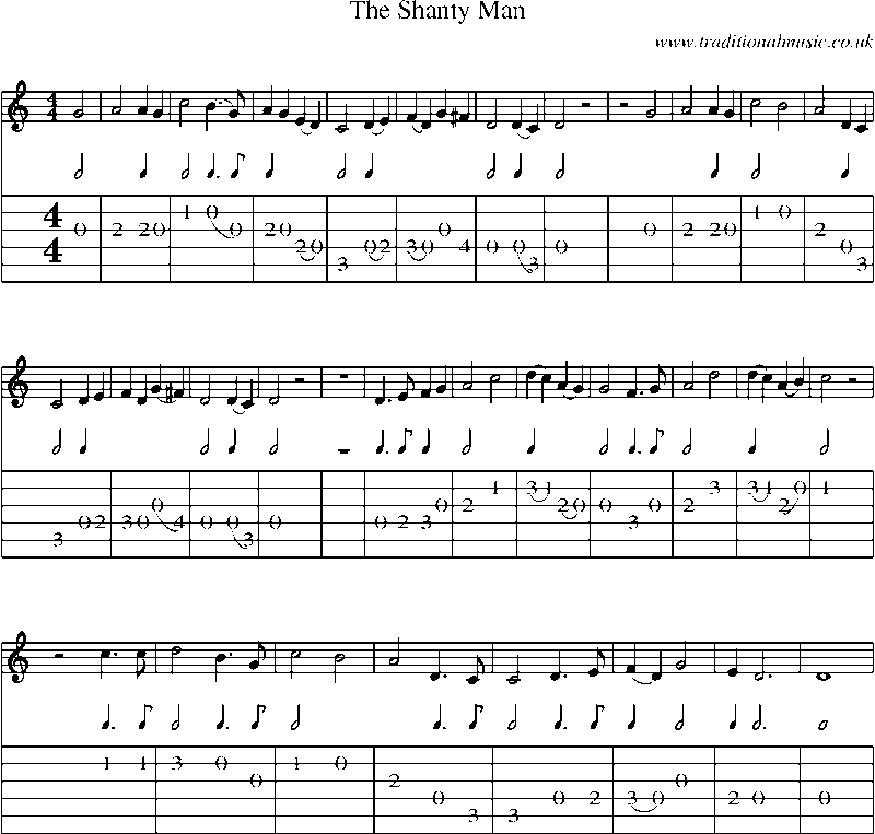Guitar Tab and Sheet Music for The Shanty Man