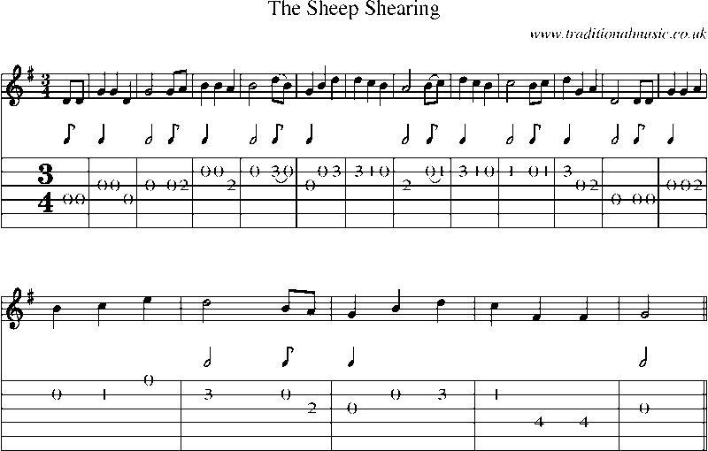 Guitar Tab and Sheet Music for The Sheep Shearing