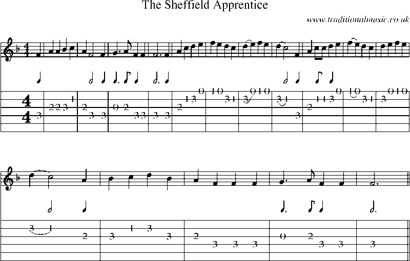 Guitar Tab and Sheet Music for The Sheffield Apprentice