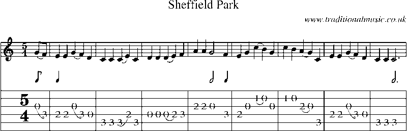 Guitar Tab and Sheet Music for Sheffield Park