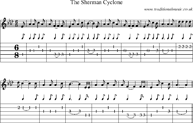 Guitar Tab and Sheet Music for The Sherman Cyclone