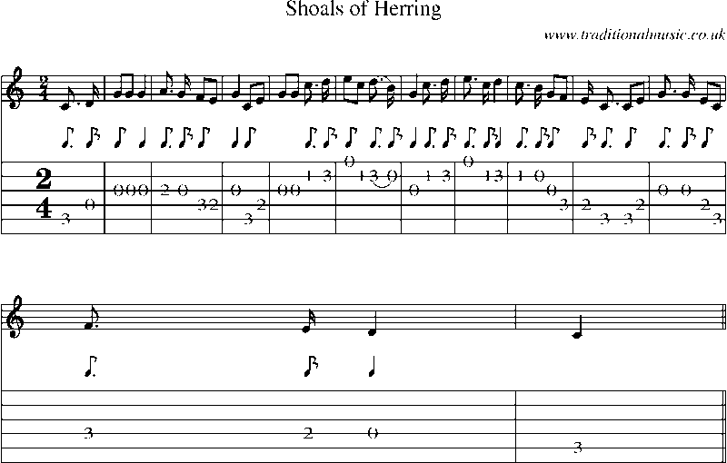 Guitar Tab and Sheet Music for Shoals Of Herring