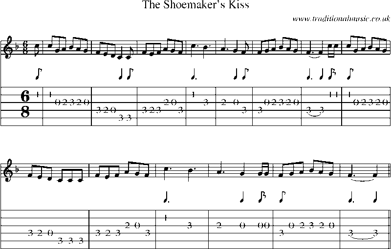 Guitar Tab and Sheet Music for The Shoemaker's Kiss