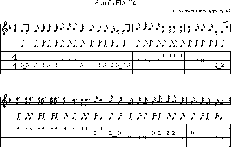 Guitar Tab and Sheet Music for Sims's Flotilla