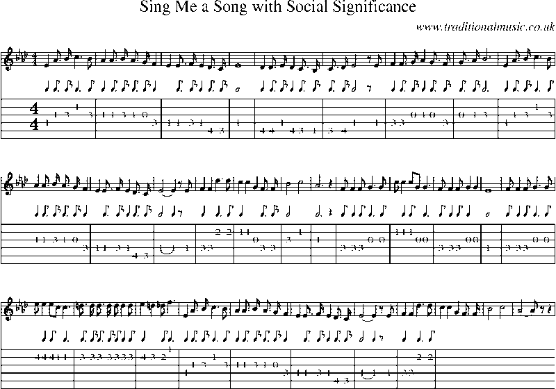 Guitar Tab and Sheet Music for Sing Me A Song With Social Significance