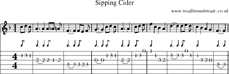 Guitar Tab and Sheet Music for Sipping Cider