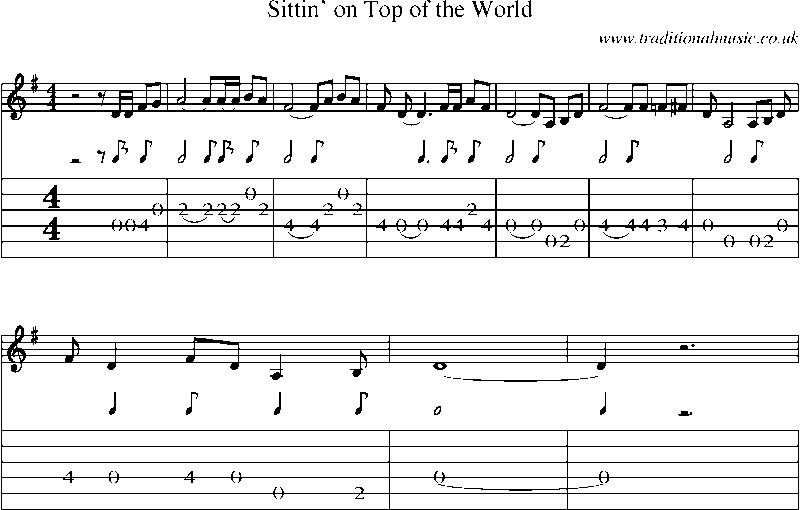 Guitar Tab and Sheet Music for Sittin' On Top Of The World