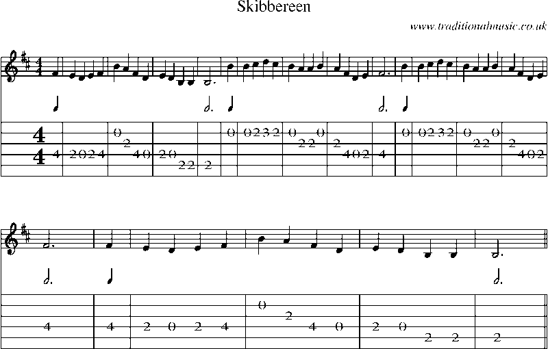 Guitar Tab and Sheet Music for Skibbereen