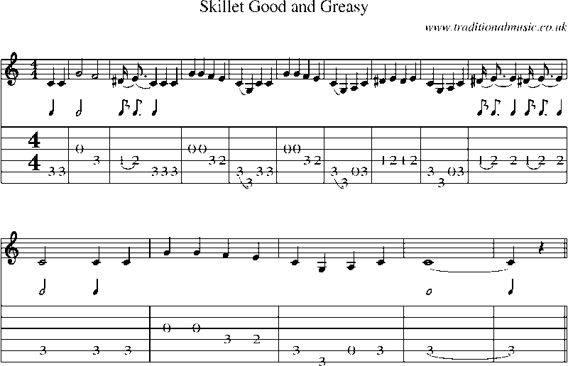 Guitar Tab and Sheet Music for Skillet Good And Greasy