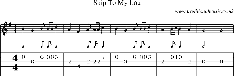 Guitar Tab and Sheet Music for Skip To My Lou