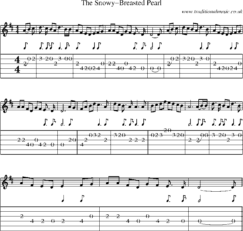Guitar Tab and Sheet Music for The Snowy-breasted Pearl