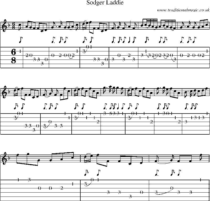 Guitar Tab and Sheet Music for Sodger Laddie(1)