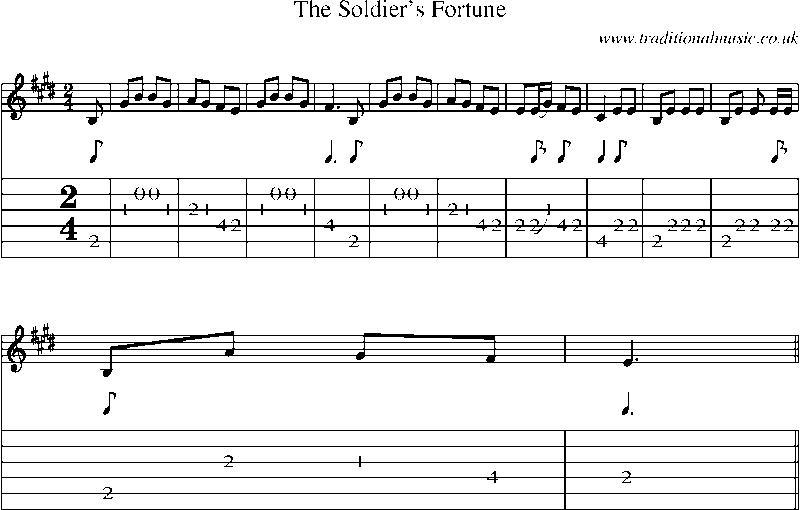 Guitar Tab and Sheet Music for The Soldier's Fortune