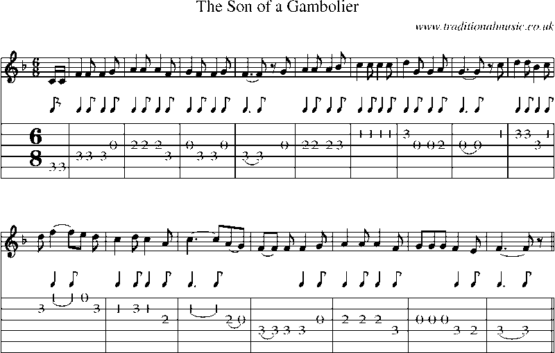 Guitar Tab and Sheet Music for The Son Of A Gambolier