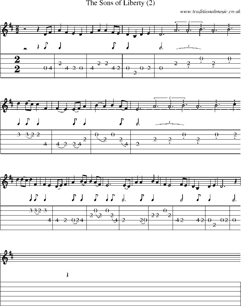 Guitar Tab and Sheet Music for The Sons Of Liberty (2)