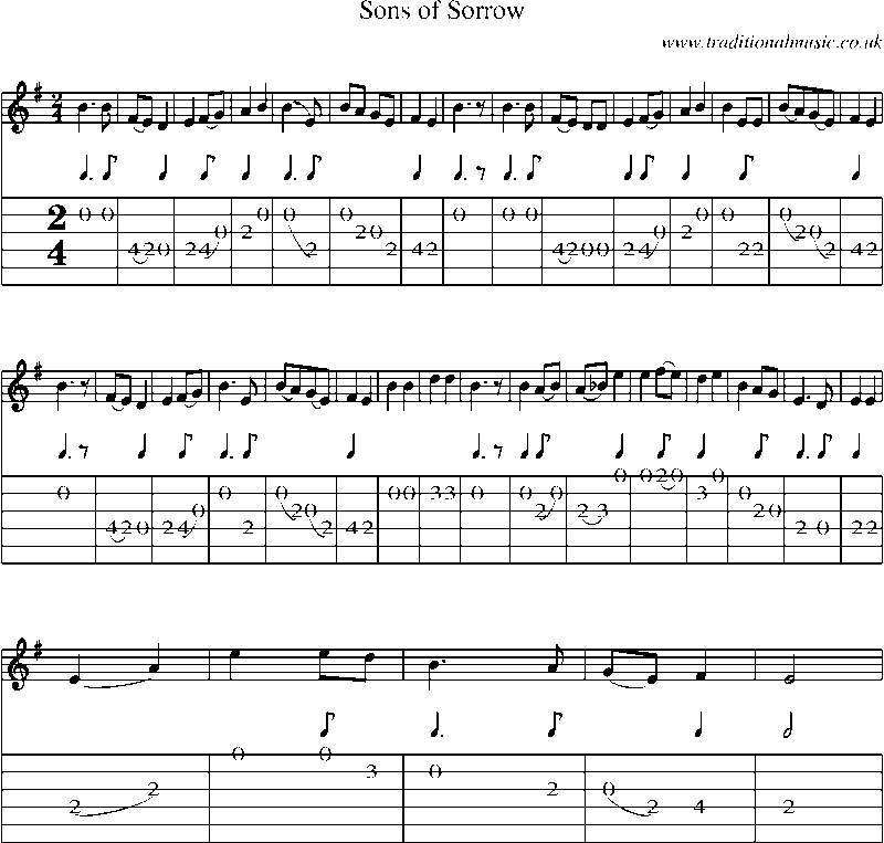 Guitar Tab and Sheet Music for Sons Of Sorrow