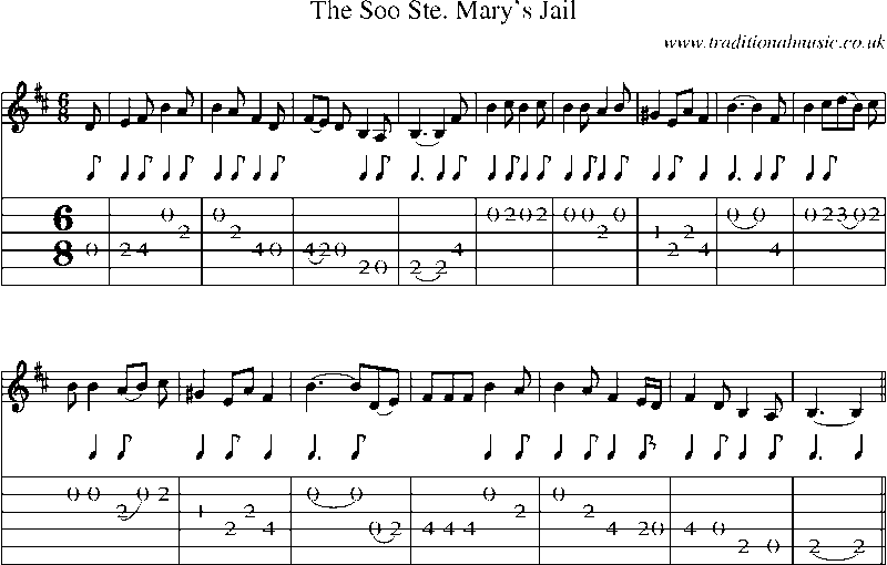 Guitar Tab and Sheet Music for The Soo Ste. Mary's Jail