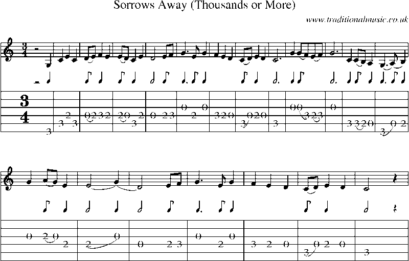 Guitar Tab and Sheet Music for Sorrows Away (thousands Or More)
