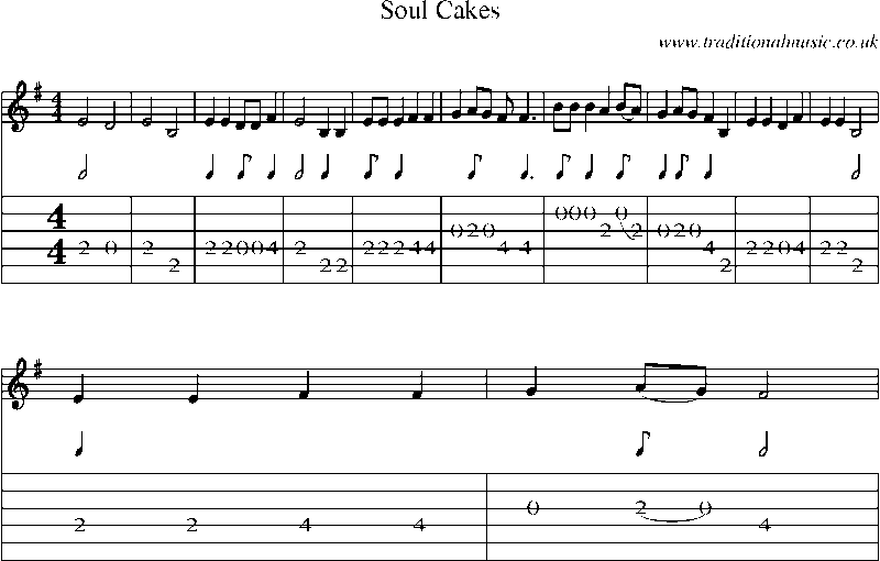 Guitar Tab and Sheet Music for Soul Cakes