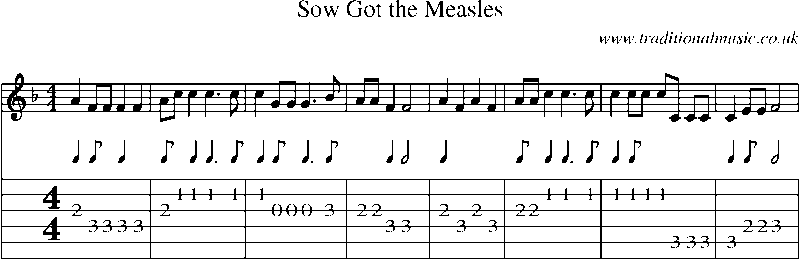 Guitar Tab and Sheet Music for Sow Got The Measles