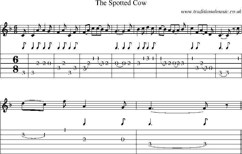 Guitar Tab and Sheet Music for The Spotted Cow