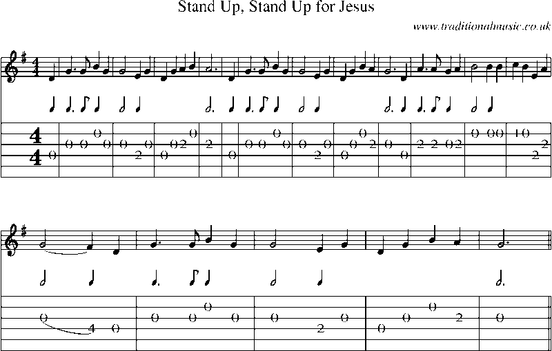 Guitar Tab and Sheet Music for Stand Up, Stand Up For Jesus