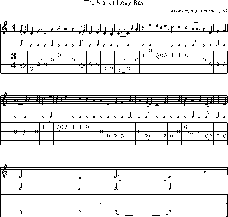Guitar Tab and Sheet Music for The Star Of Logy Bay