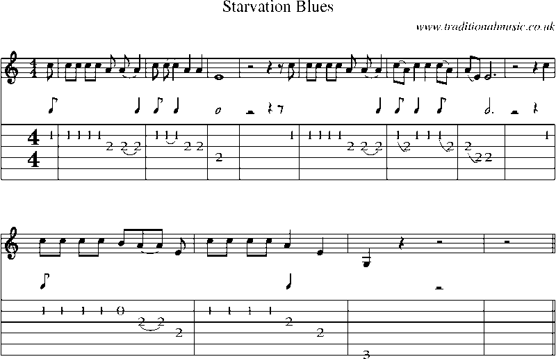 Guitar Tab and Sheet Music for Starvation Blues