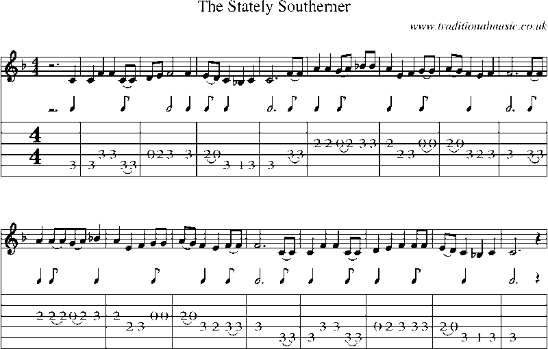 Guitar Tab and Sheet Music for The Stately Southerner