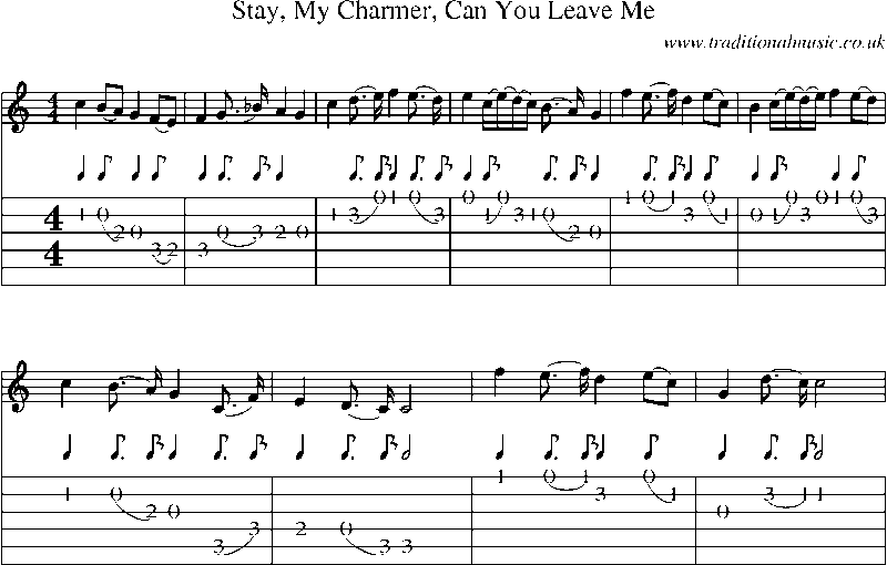Guitar Tab and Sheet Music for Stay, My Charmer, Can You Leave Me