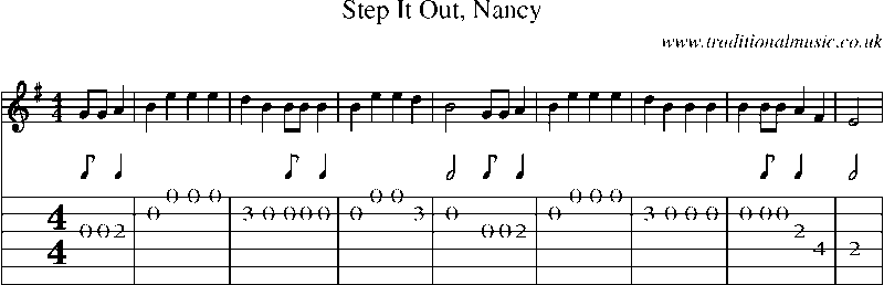 Guitar Tab and Sheet Music for Step It Out, Nancy