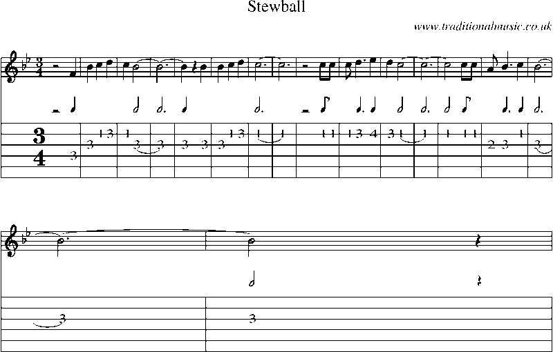 Guitar Tab and Sheet Music for Stewball