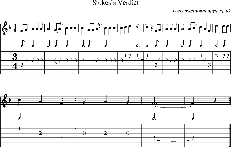 Guitar Tab and Sheet Music for Stokes's Verdict