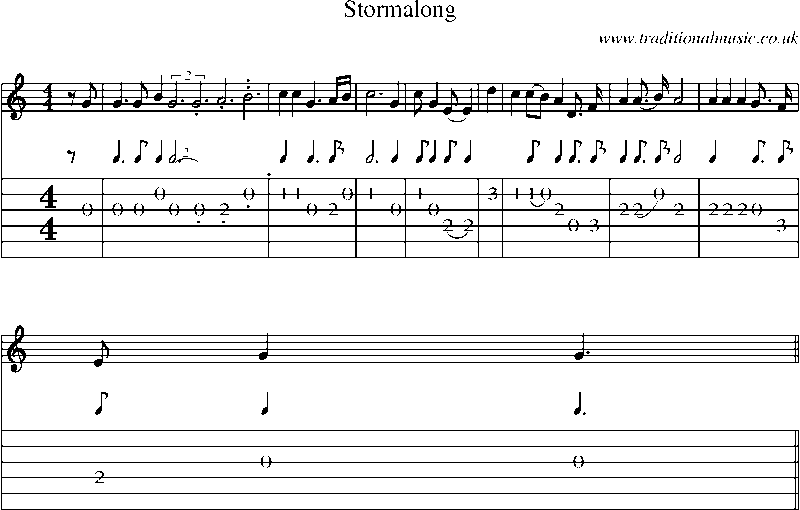 Guitar Tab and Sheet Music for Stormalong