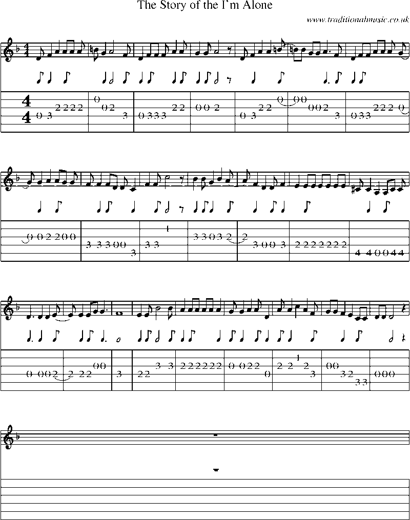 Guitar Tab and Sheet Music for The Story Of The I'm Alone