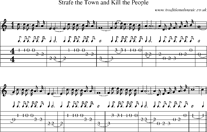 Guitar Tab and Sheet Music for Strafe The Town And Kill The People